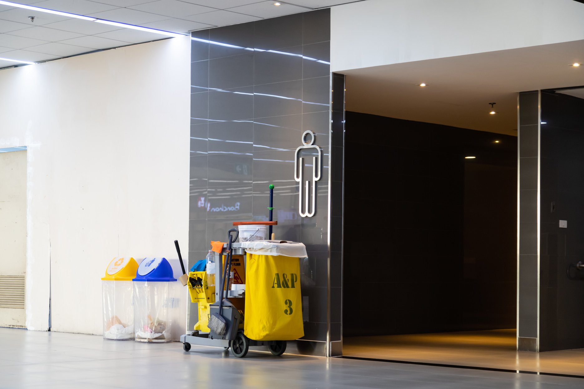 janitorial car to clean inside the building parked